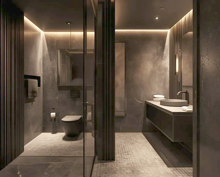 Modern bathroom remodel in San Diego by Shiro Builders Group