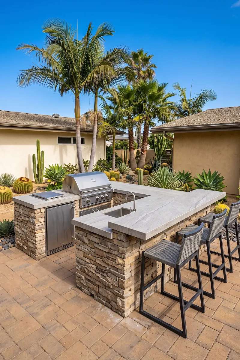 Outdoor kitchen and BBQ island remodeling in San Diego
