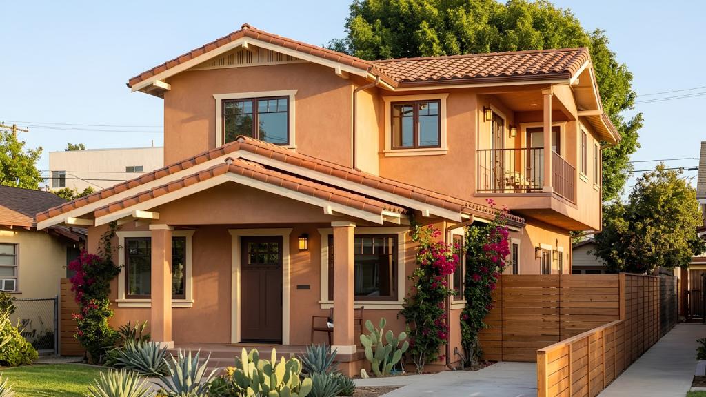 San Diego second story addition showing an expanded two-story home with balcony and Mediterranean-style exterior