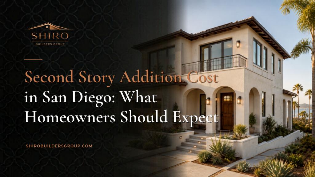 Second story addition cost guide for San Diego homeowners featuring a modern two-story home