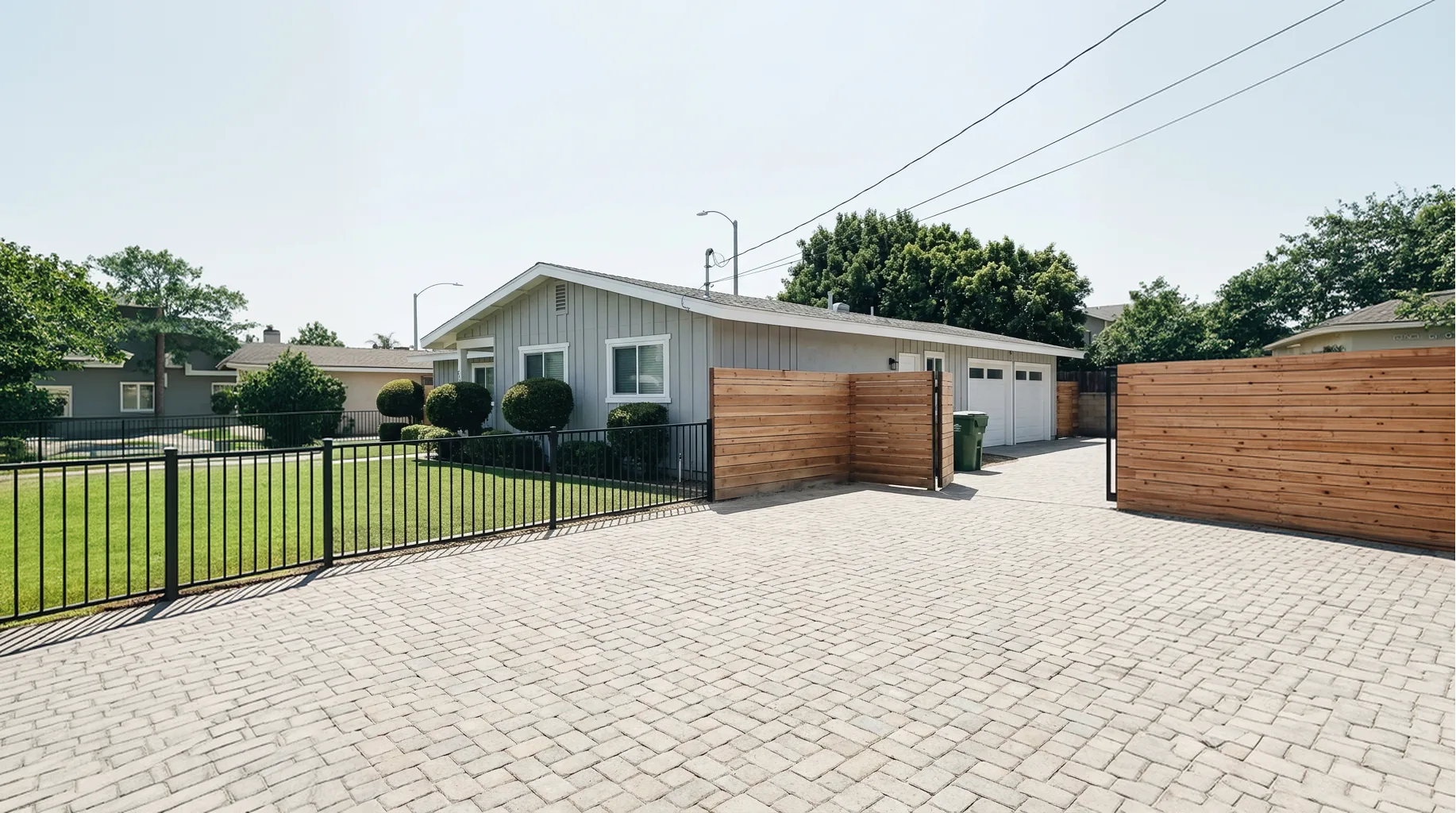 New cedar fence and side gate at the front of a San Diego home
